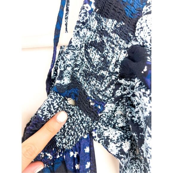 Earthbound Blue Patchwork Off the Shoulder Jumpsuit‎ Size M - Picture 4 of 12